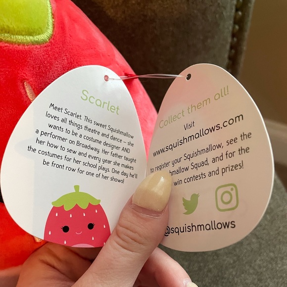 *LAST 1*SCARLET STRAWBERRY SQUISHMALLOW RED 8” NWT - Picture 2 of 2